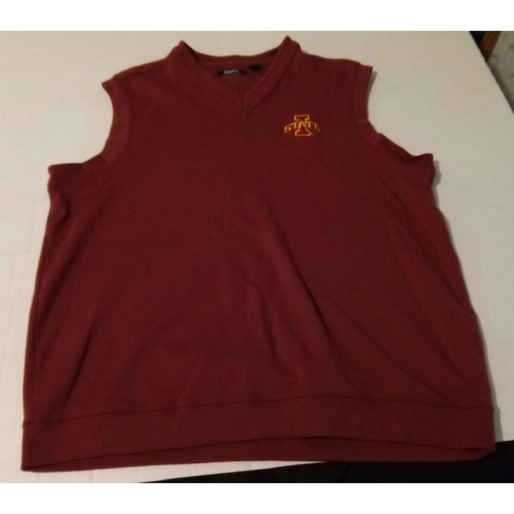 Ashworth Size Large Maroon Iowa State Sleevless V-neck Pullover Sweater